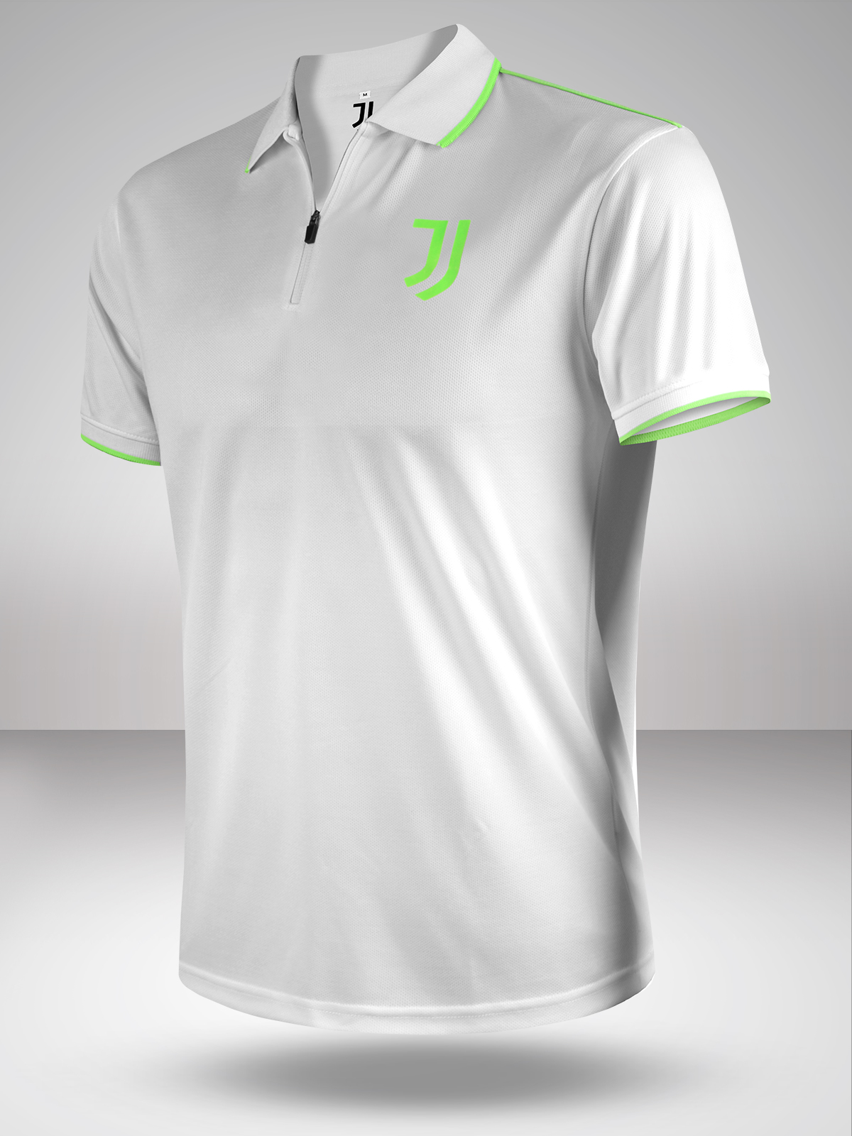 Juventus F.C. Men White Logo Printed Half Sleeves Polo Collar Cotton Sports Core T-Shirt (1)