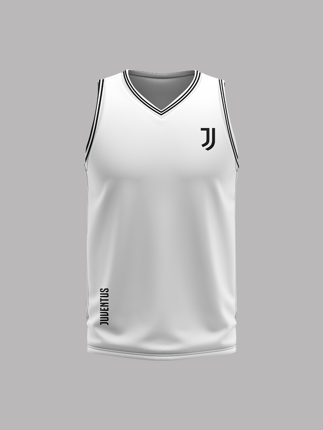 Juventus F.C. Men White Printed Brand Logo Round Neck Polyester Vest (1)