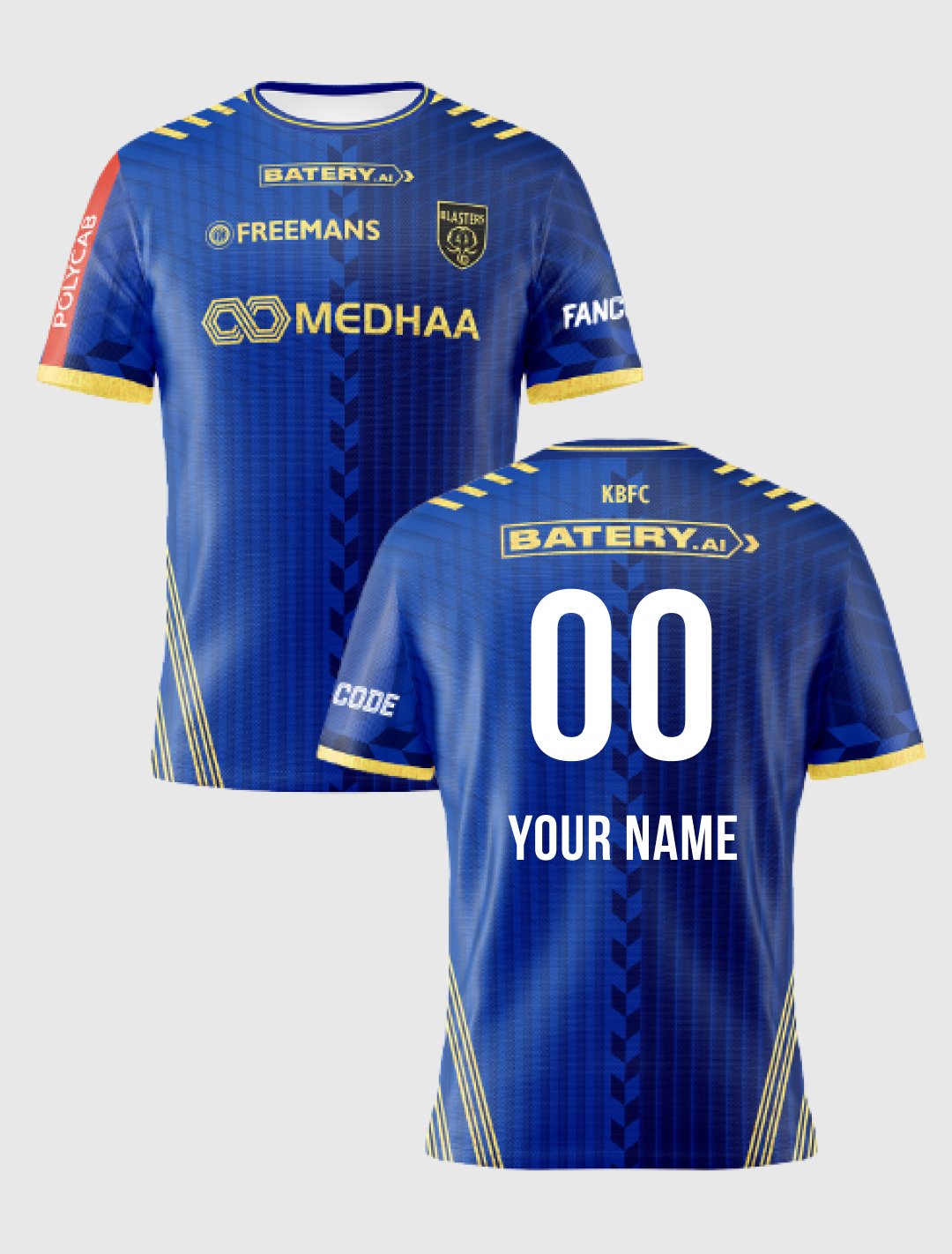 Kerala Blasters FC Customised : Official 2024 Away Jacquard Polyester Fan Jersey