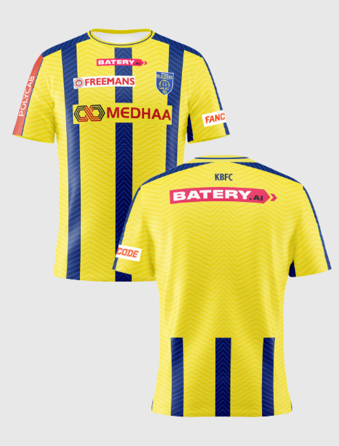 Kerala Blasters FC Customised: Official 2024 Home Jacquard Polyester Fan Jersey 
