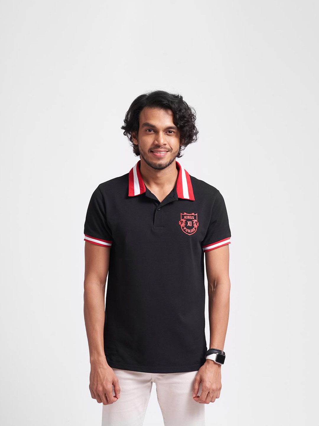 Kings XI Punjab Kings XI Punjab Black Regular Fit Polo (1)