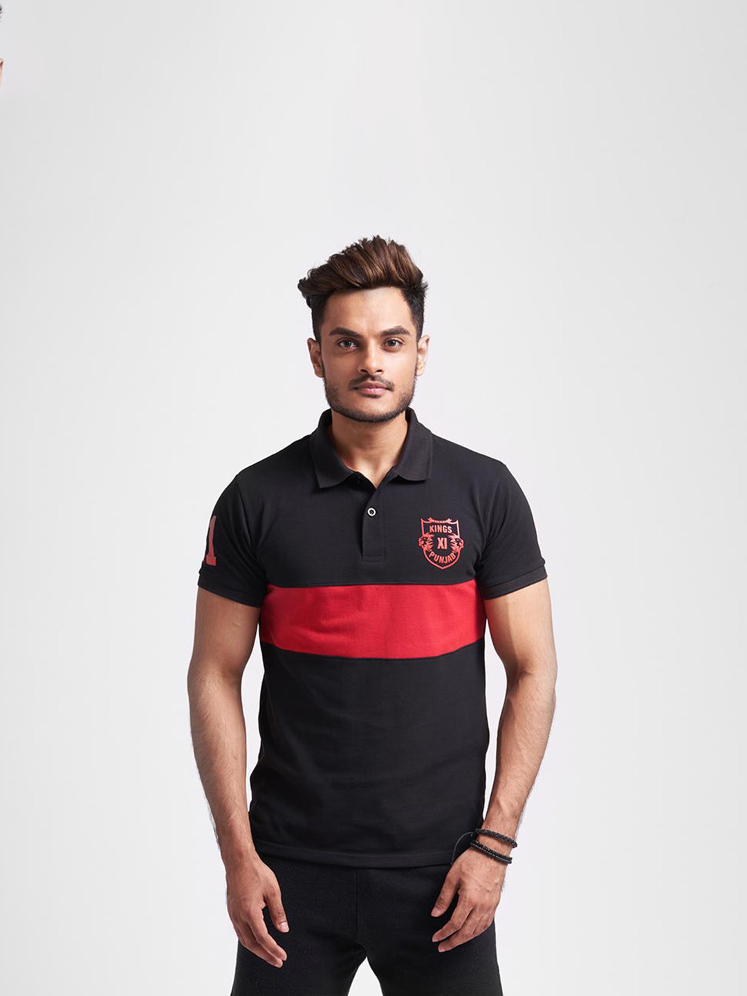 Kings XI Punjab Kings XI Punjab Regular Fit Polo with Red Stripe (1)