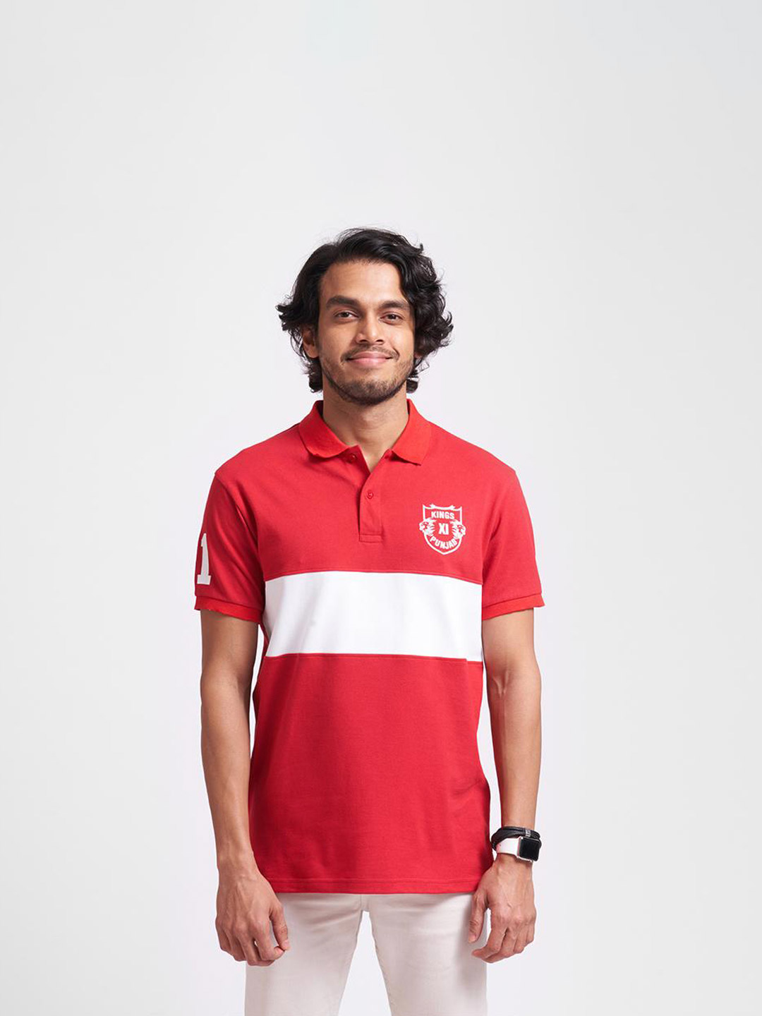 Kings XI Punjab Kings XI Punjab Regular Fit Polo with White Stripe (1)