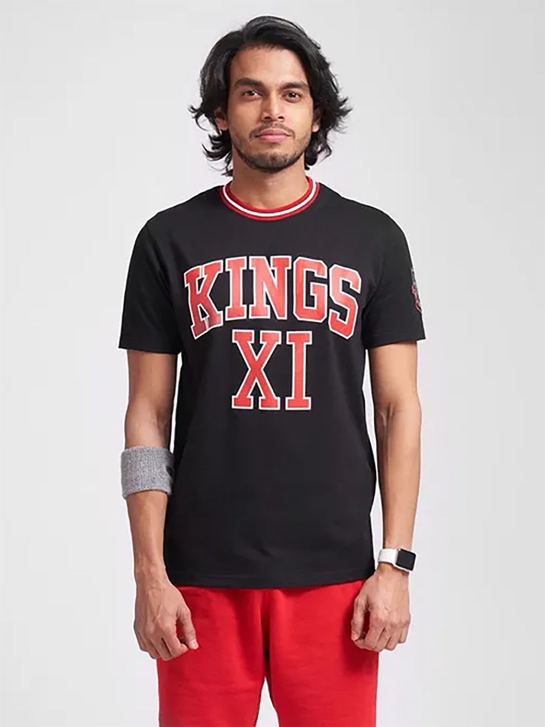 Kings XI Punjab Men Black Typography Printed Half Sleeves Round Neck T-Shirt (1)
