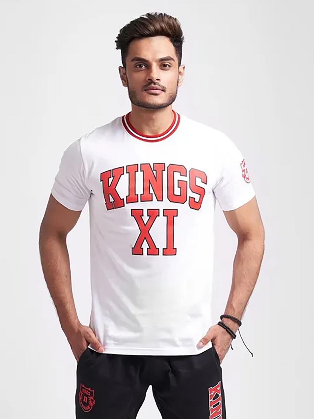 Kings XI Punjab Men White Typography Printed Half Sleeves Round Neck T-Shirt (1)