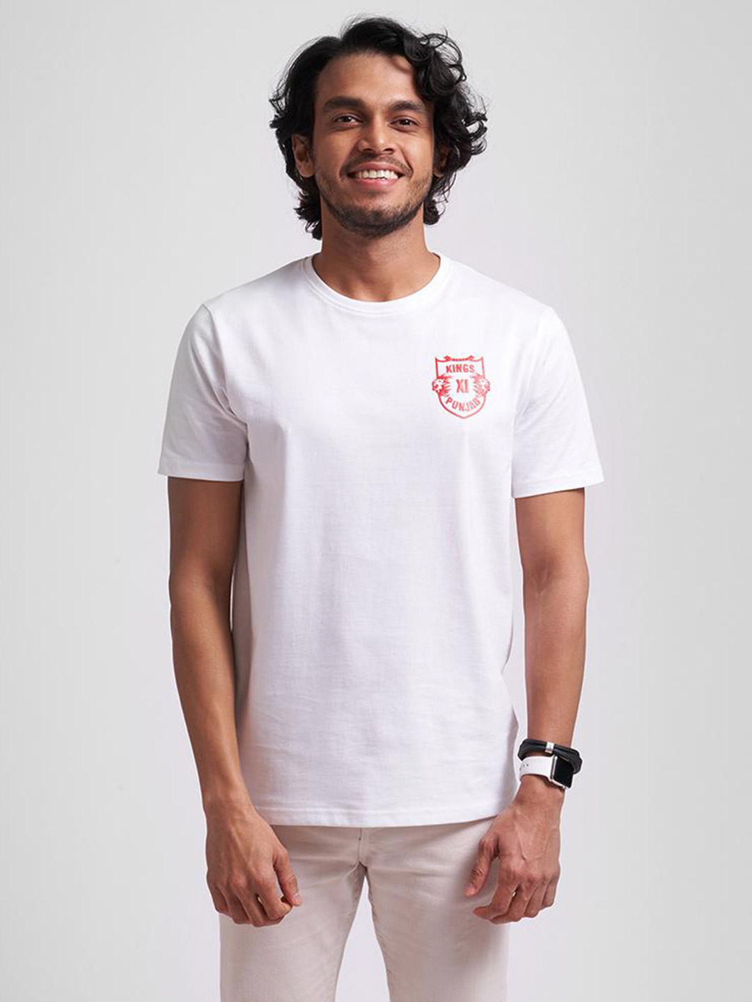 Kings XI Punjab Men White Typography Printed Half Sleeves Round Neck T-Shirt (1)