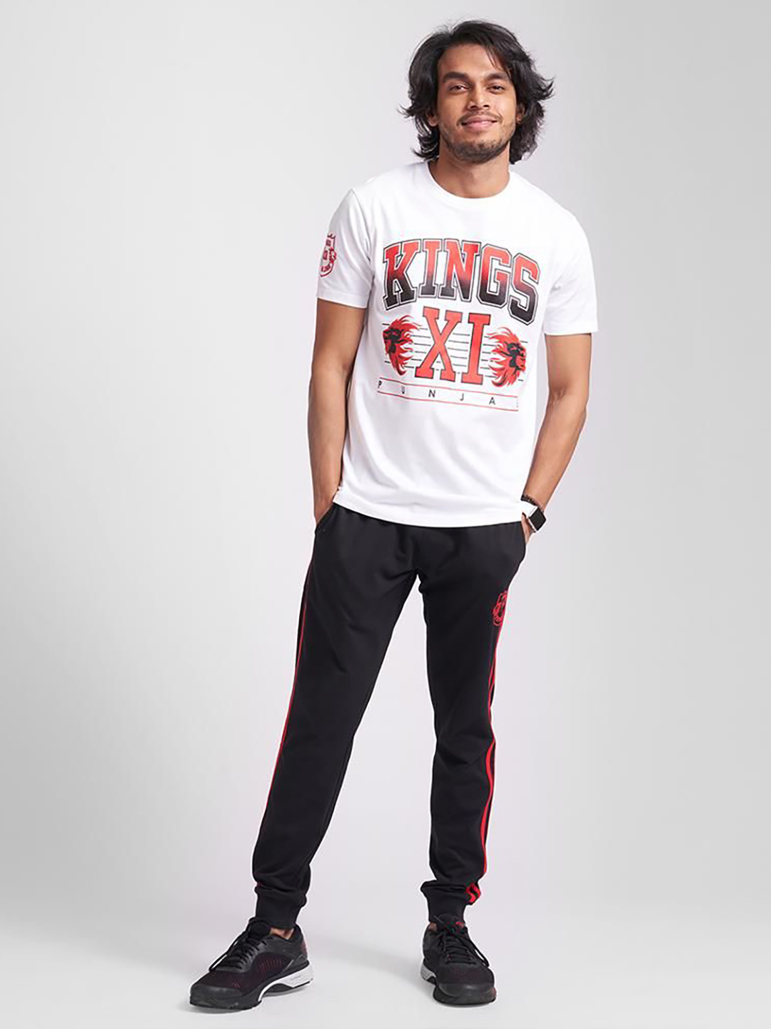 Kings XI Punjab Men White Typography Printed Half Sleeves Round Neck T-Shirt (1)