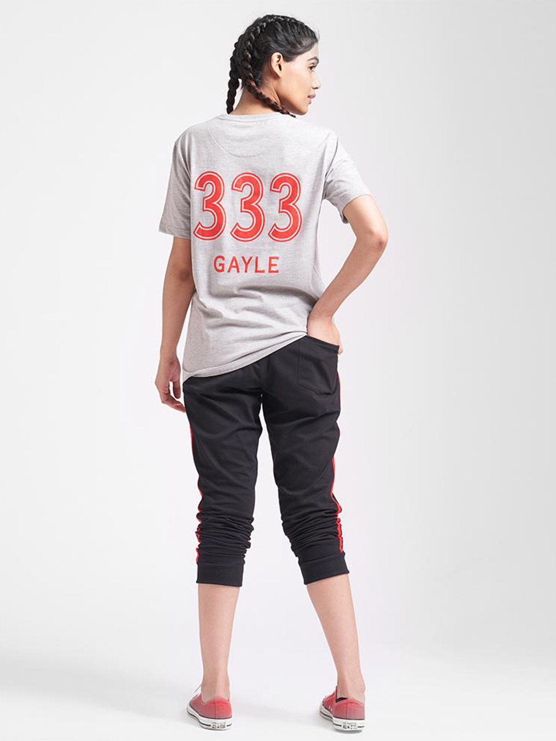Kings XI Punjab Women Grey Typography Printed Half Sleeves Round Neck T-Shirt (2)
