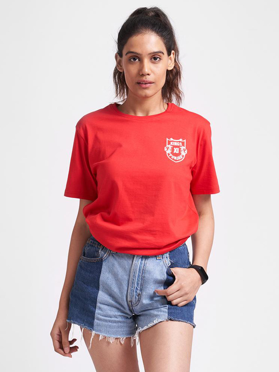 Kings XI Punjab Women Red Typography Printed Half Sleeves Round Neck T-Shirt (3)