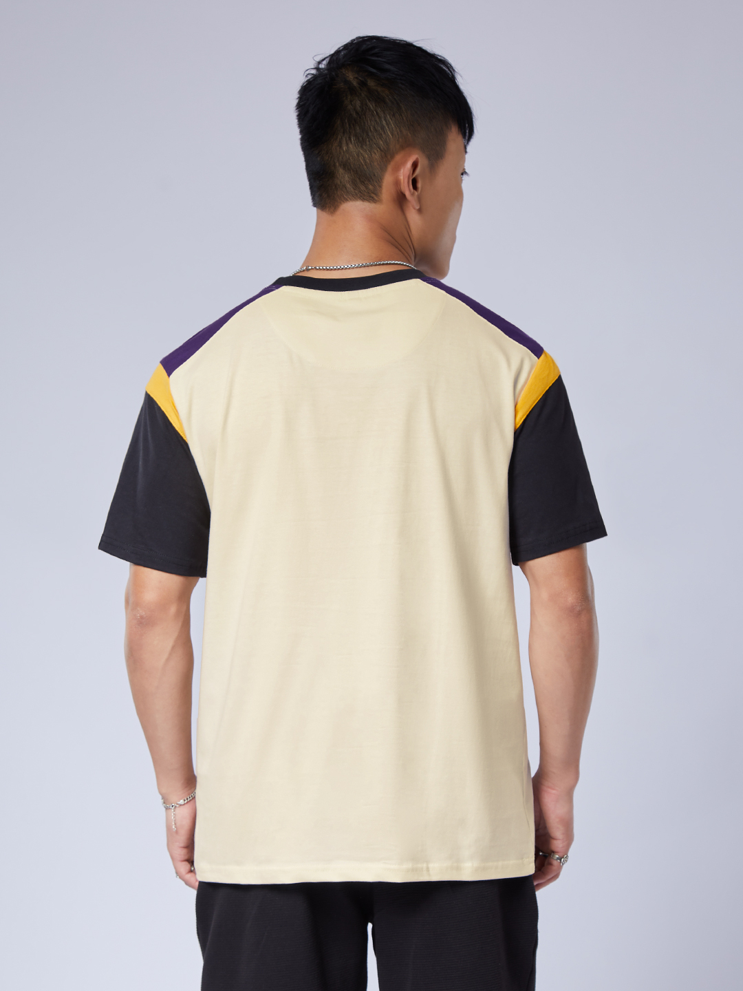 KKRxTSS Men Beige and Black Typography Printed Half Sleeves Round Neck Relaxed Fit T-Shirt (2)