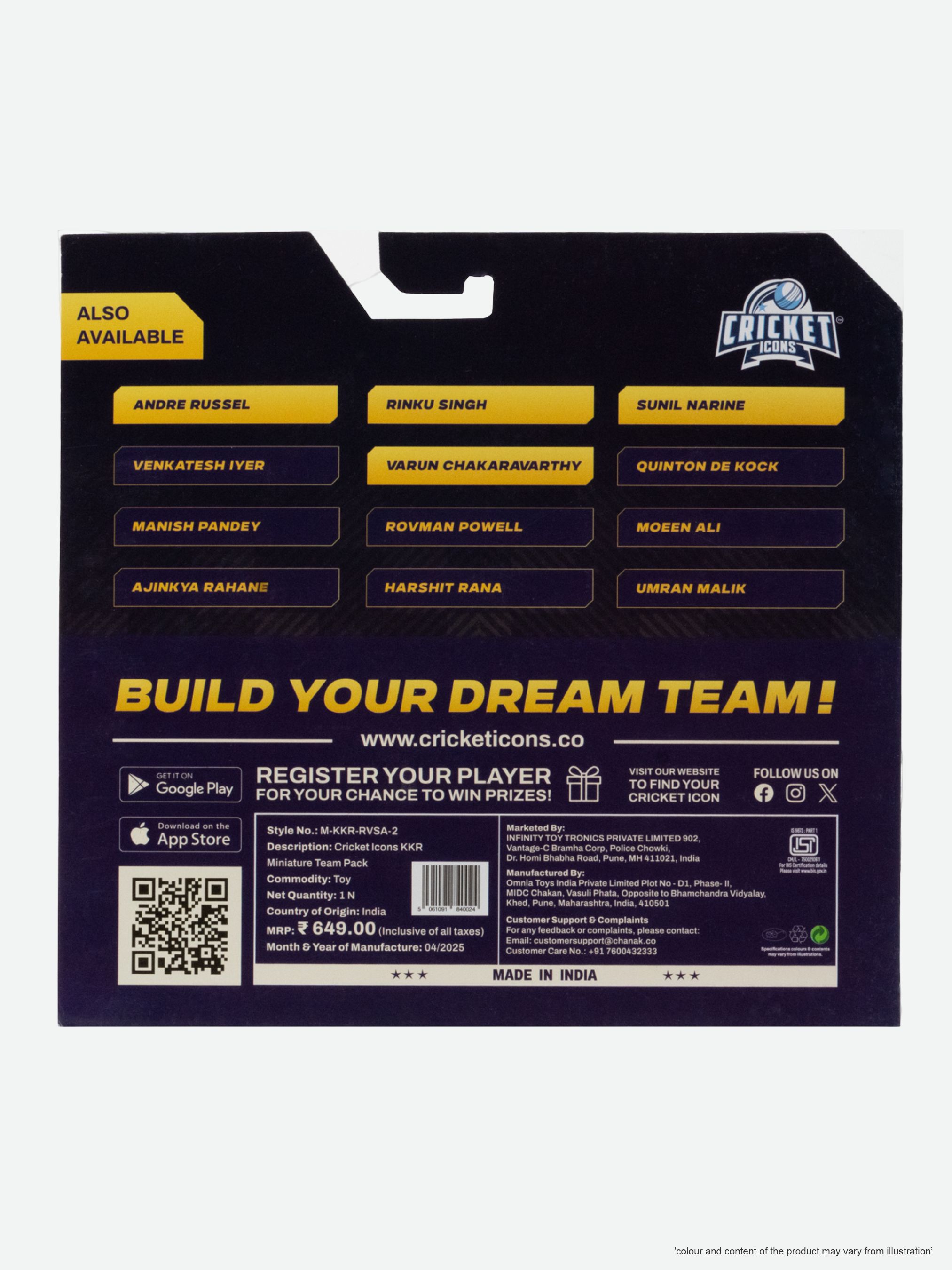 Kolkata Knight Riders Assorted Kolkata Knight Riders Collectible Miniature (Pack of 4) (7)
