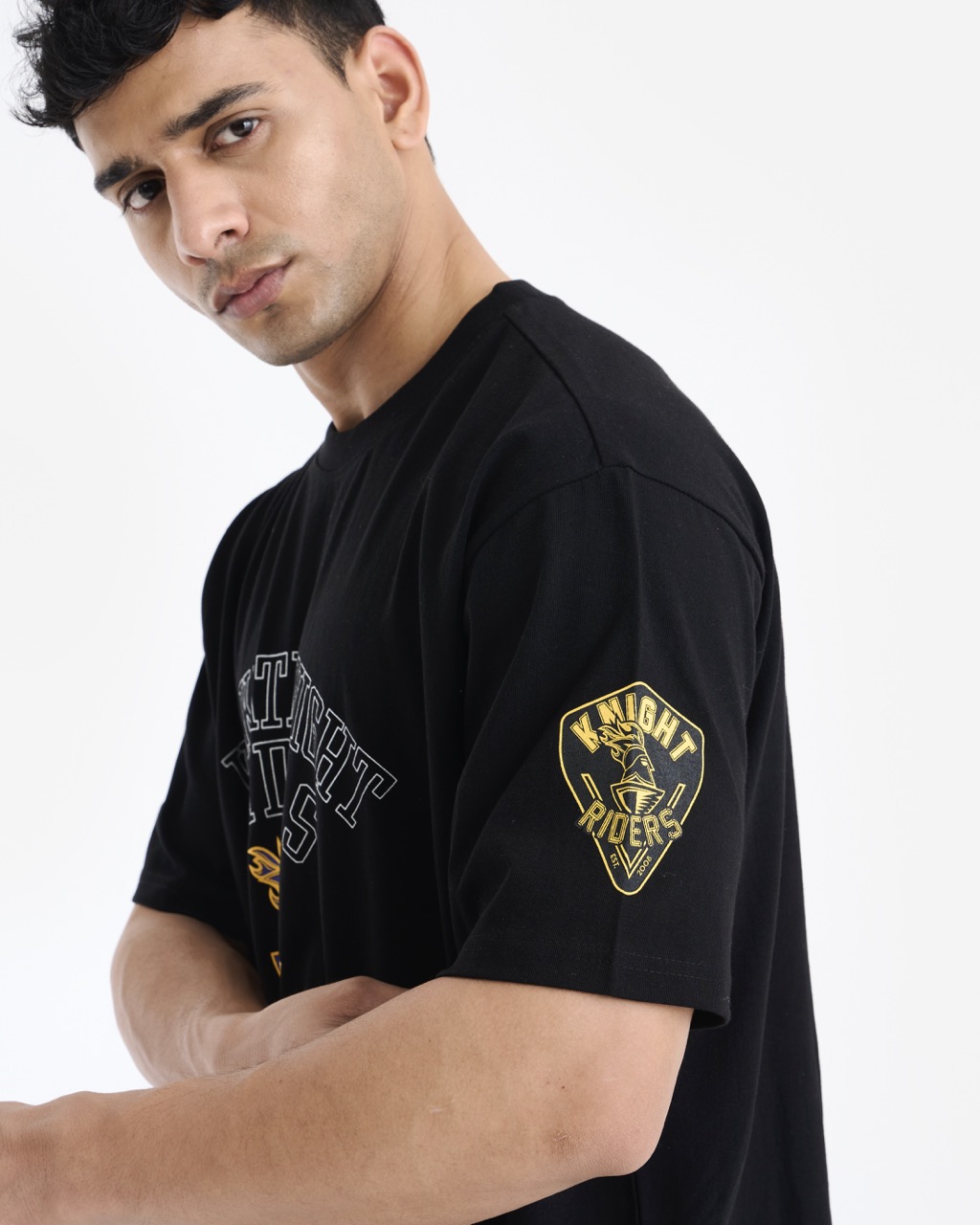 Kolkata Knight Riders Black Casual Half Sleeves Round Neck Cotton T-Shirt (3)