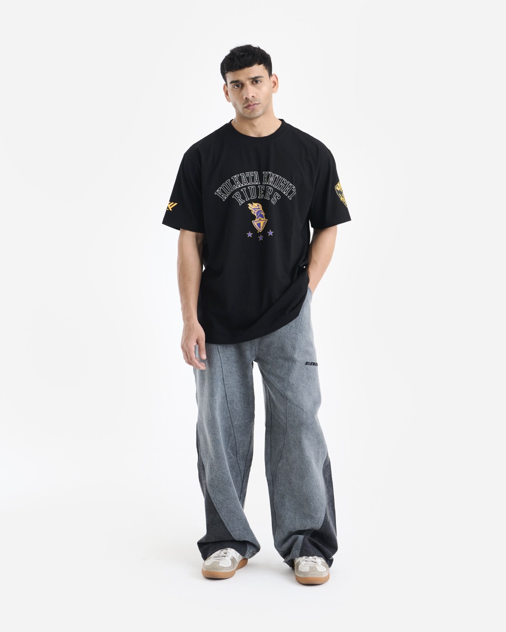 Kolkata Knight Riders Black Casual Half Sleeves Round Neck Cotton T-Shirt