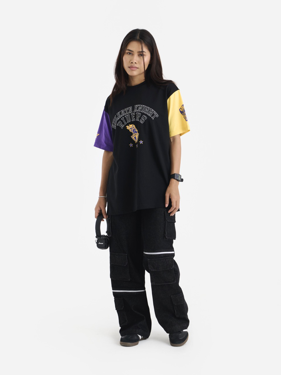 Kolkata Knight Riders Black Casual Short Sleeve Round Neck Cotton T-Shirt (2)