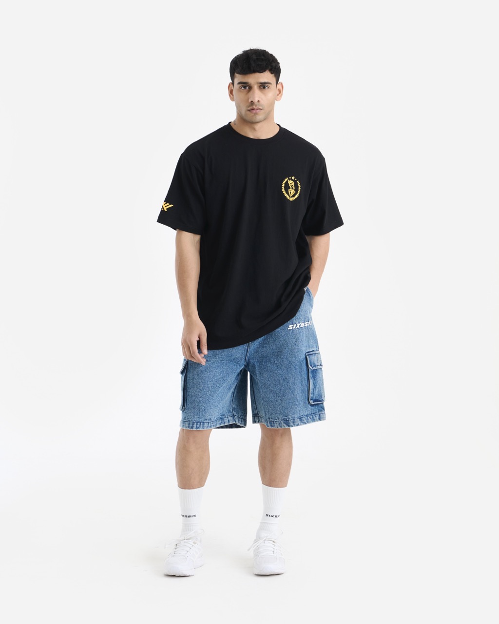 Black Casual Short Sleeve Round Neck Cotton T-Shirt