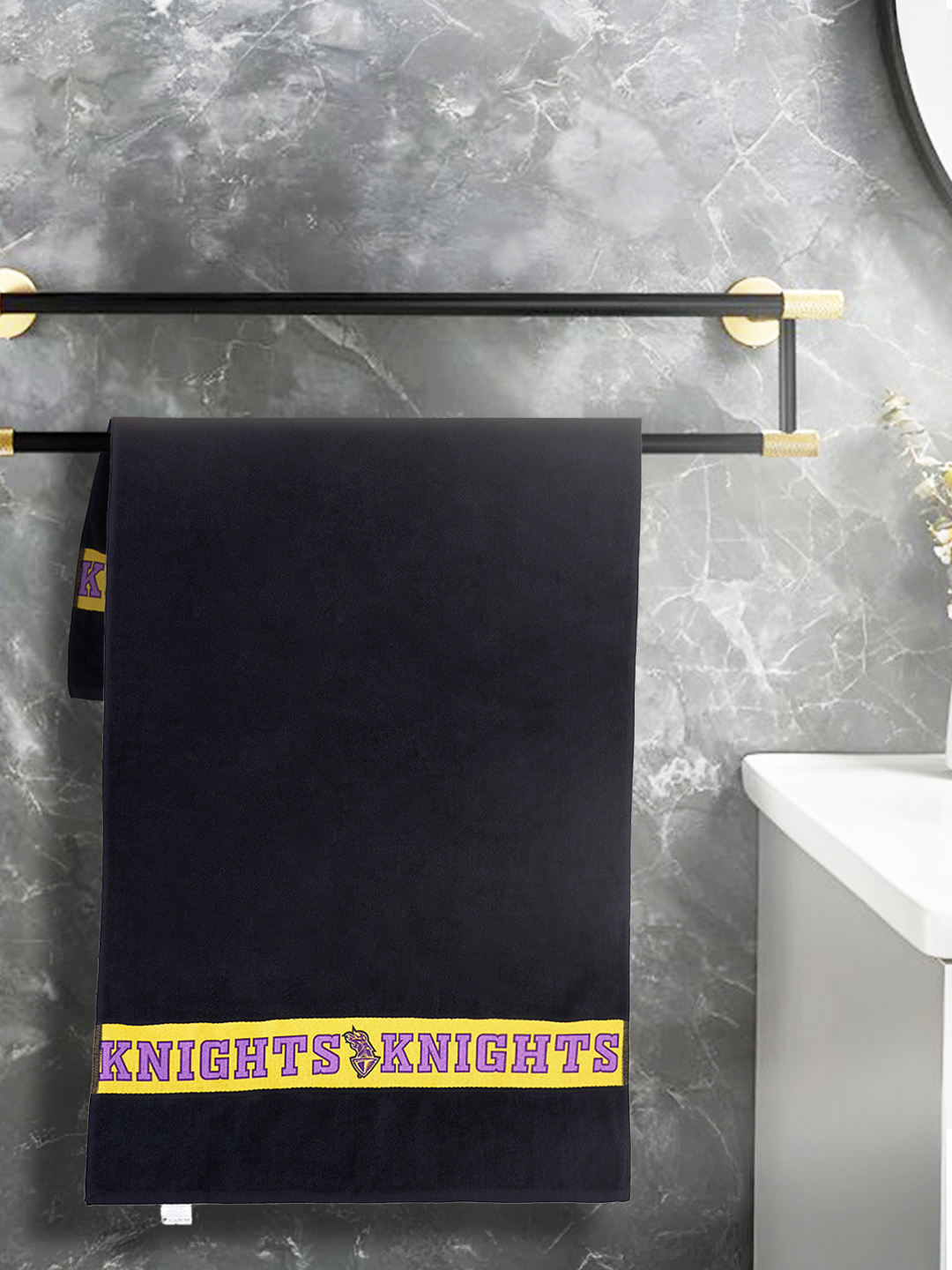 Bath Towel, Premium 100% Cotton Terry Towels, Extra Soft Feel, Super Absorbent, Full Size - 70 cm X 140 cm, 450 GSM (Bla