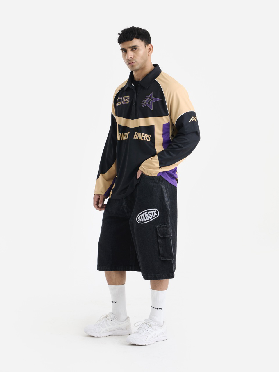 Kolkata Knight Riders Unisex Black Purple Printed Long Sleeves Racer T-shirt (3)