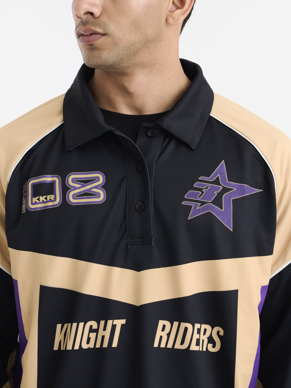 Kolkata Knight Riders Unisex Black Purple Printed Long Sleeves Racer T-shirt (6)