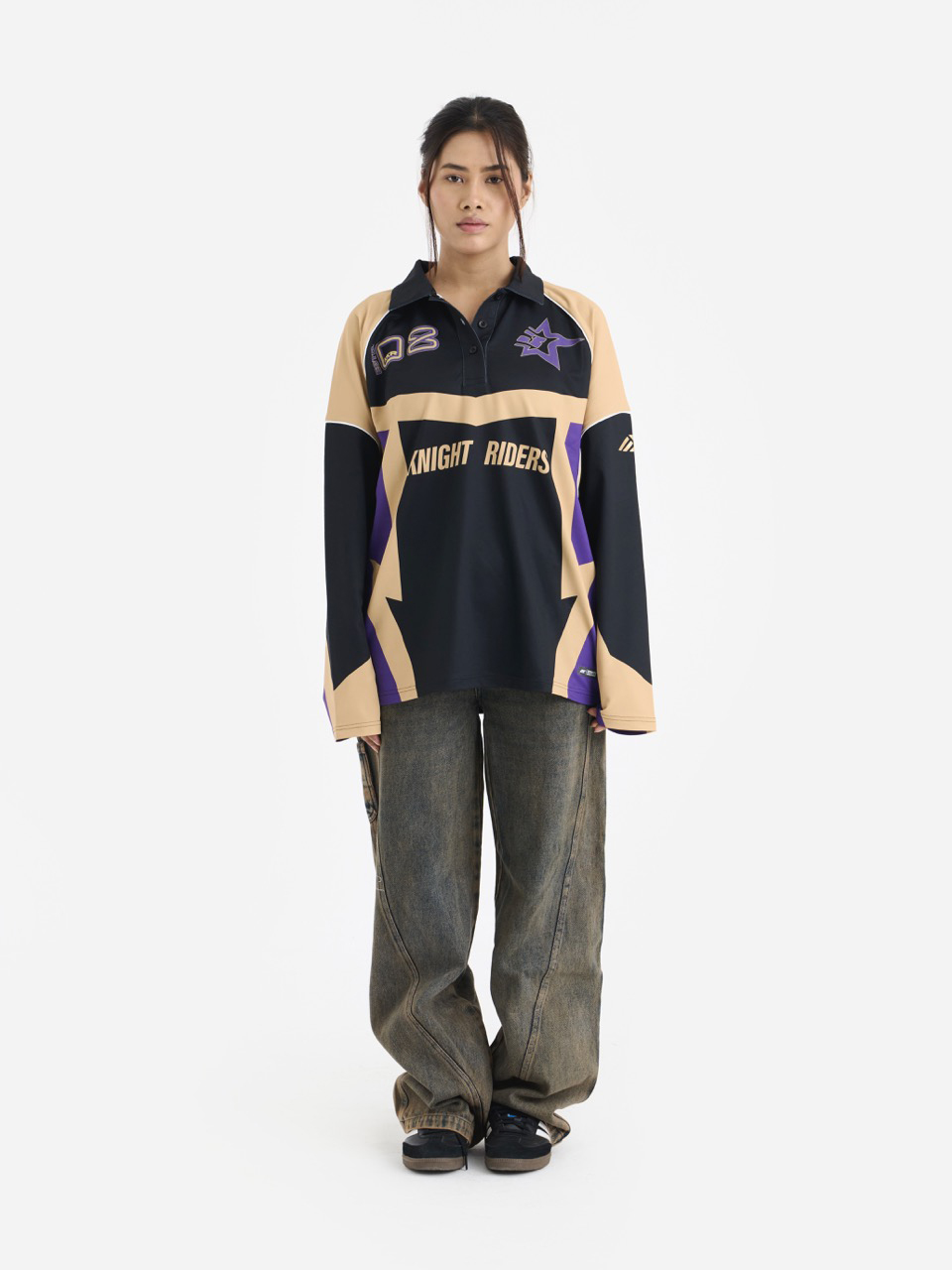 Kolkata Knight Riders Unisex Black Purple Printed Long Sleeves Racer T-shirt (2)