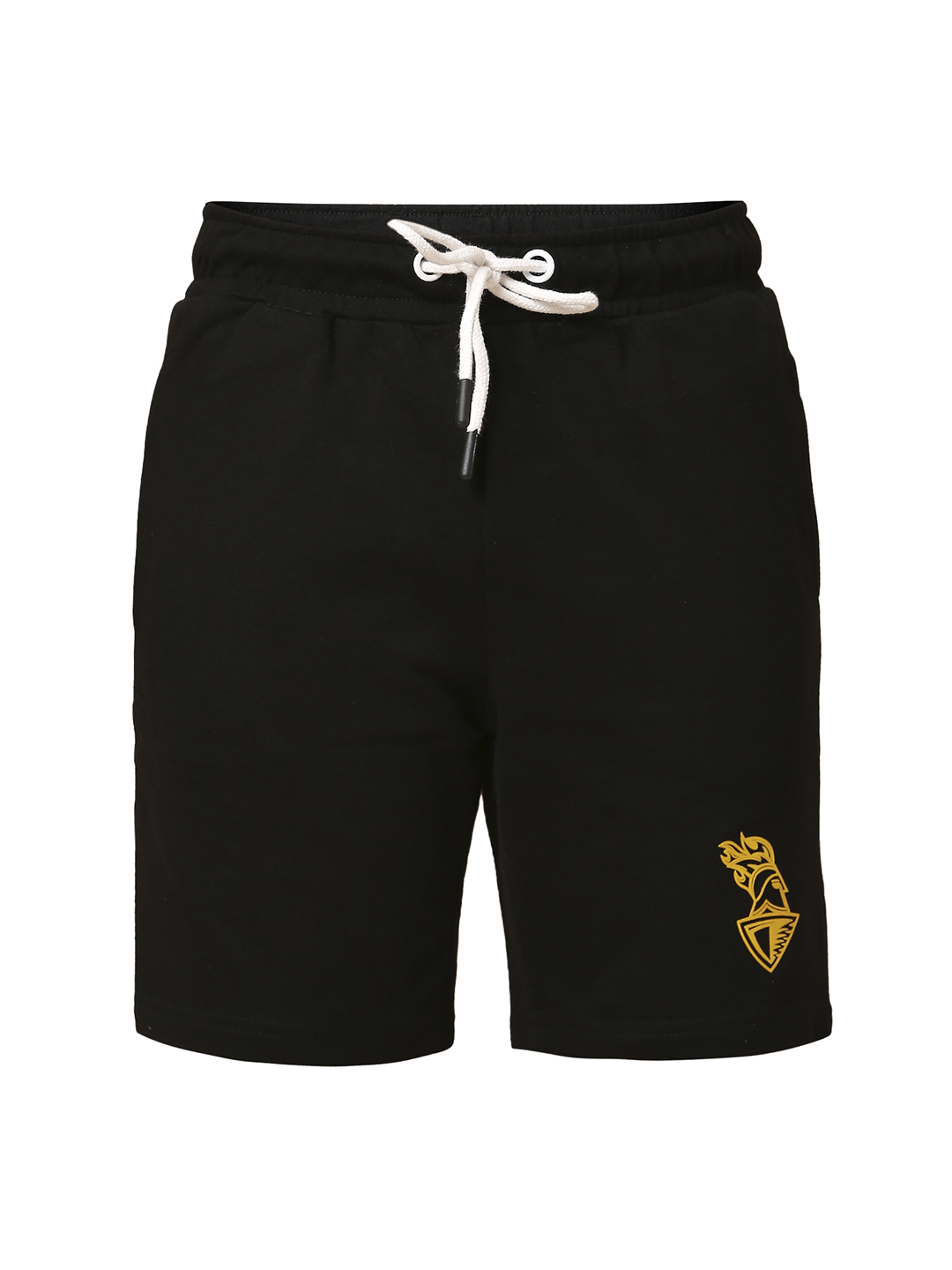Kolkata Knight Riders Boys Black Logo Printed Mid-Rise Active Sports Shorts (8)