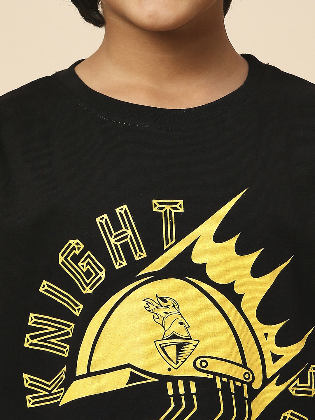 Kolkata Knight Riders Boys Black Printed Half Sleeves Round Neck Cotton T-Shirt (6)