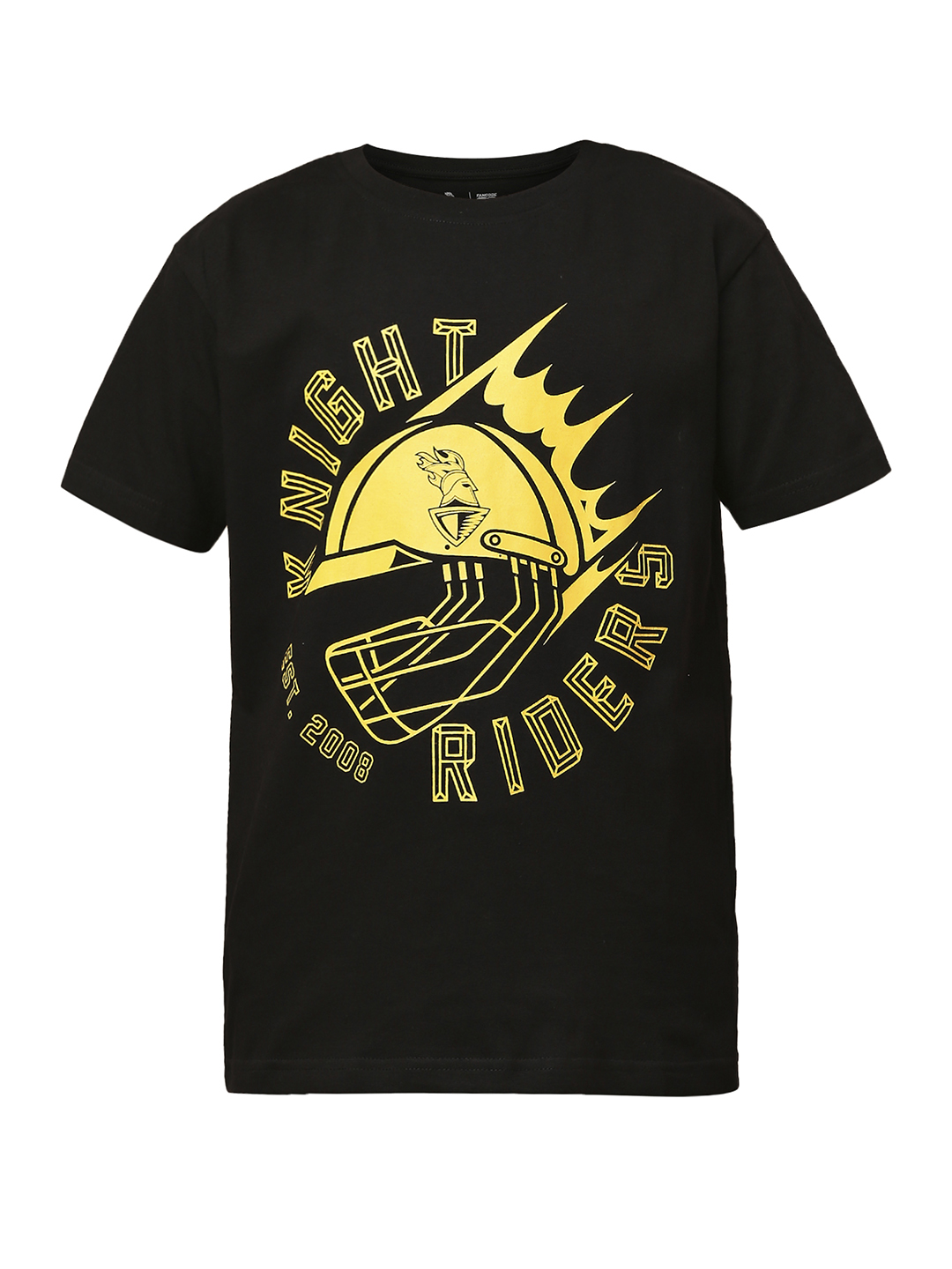 Kolkata Knight Riders Boys Black Printed Half Sleeves Round Neck Cotton T-Shirt (7)