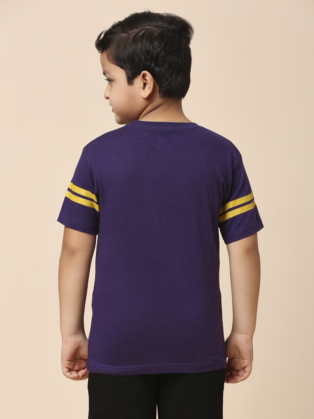 Kolkata Knight Riders Boys Purple and Yellow Graphic Printed Half Sleeves Round Neck Cotton T-Shirt (3)