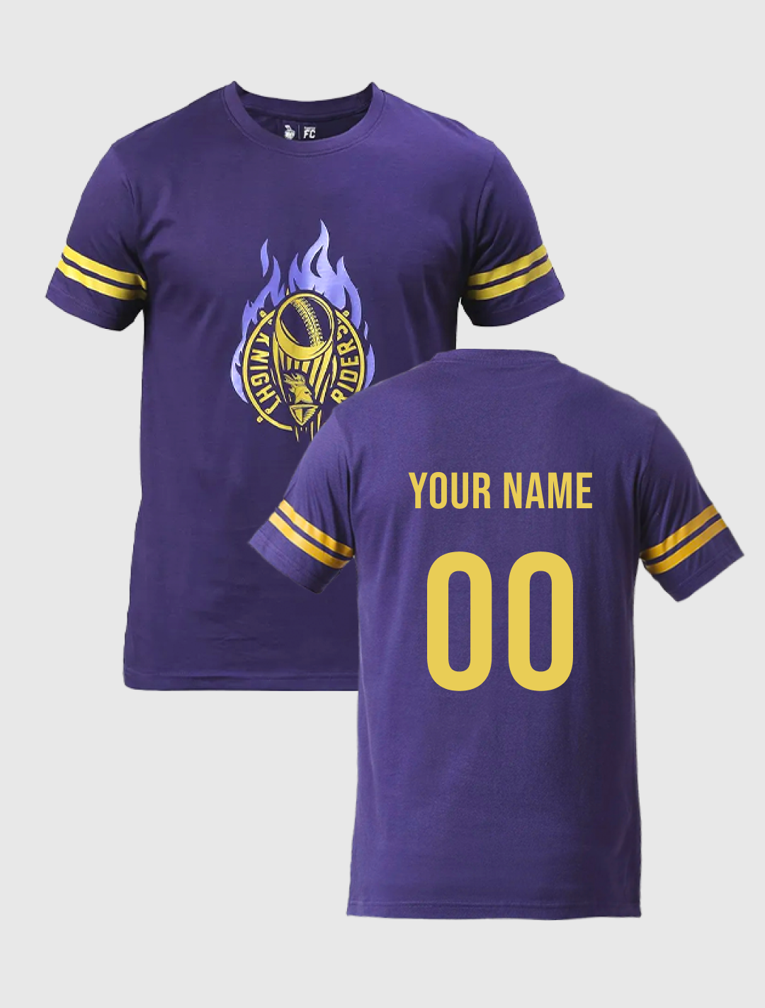 Kolkata Knight Riders Boys Purple Printed Half Sleeves Cotton Round Neck Cotton T-Shirt: Customised With Your Name By Fa (2)