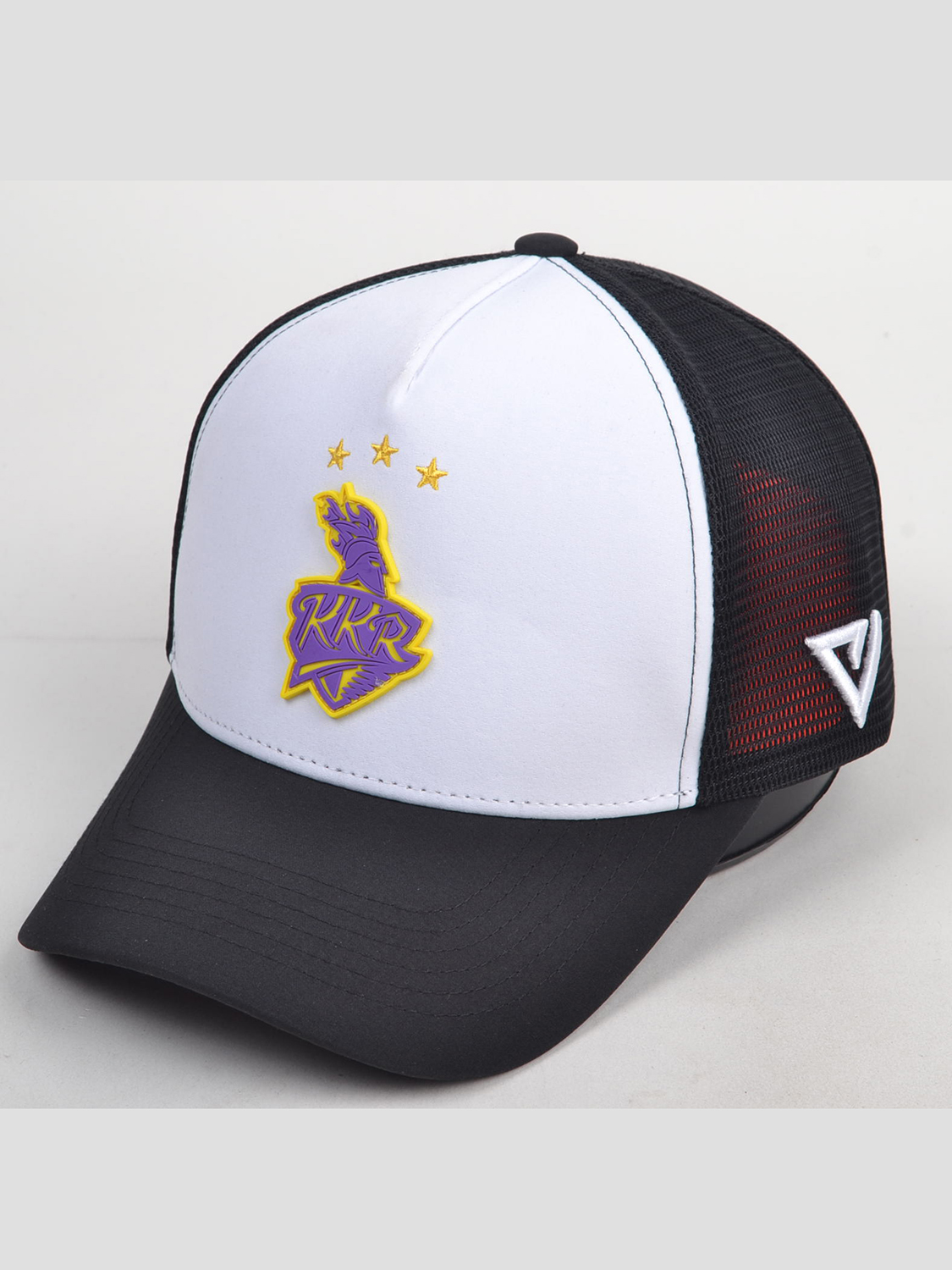 Kolkata Knight Riders Classic Trucker Rubber Logo White Black Cap