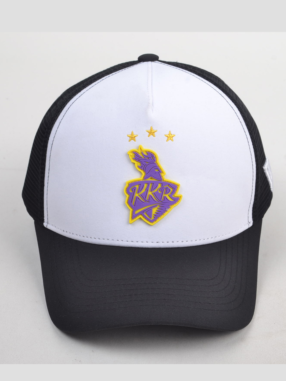 Kolkata Knight Riders Classic Trucker Rubber Logo White Black Cap (2)
