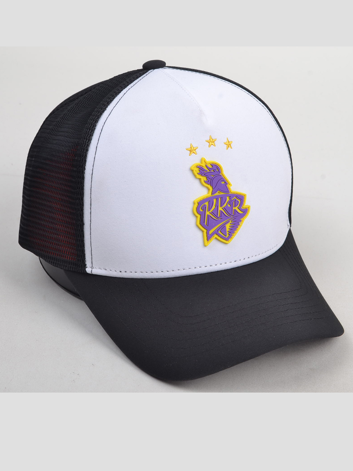 Kolkata Knight Riders Classic Trucker Rubber Logo White Black Cap (4)