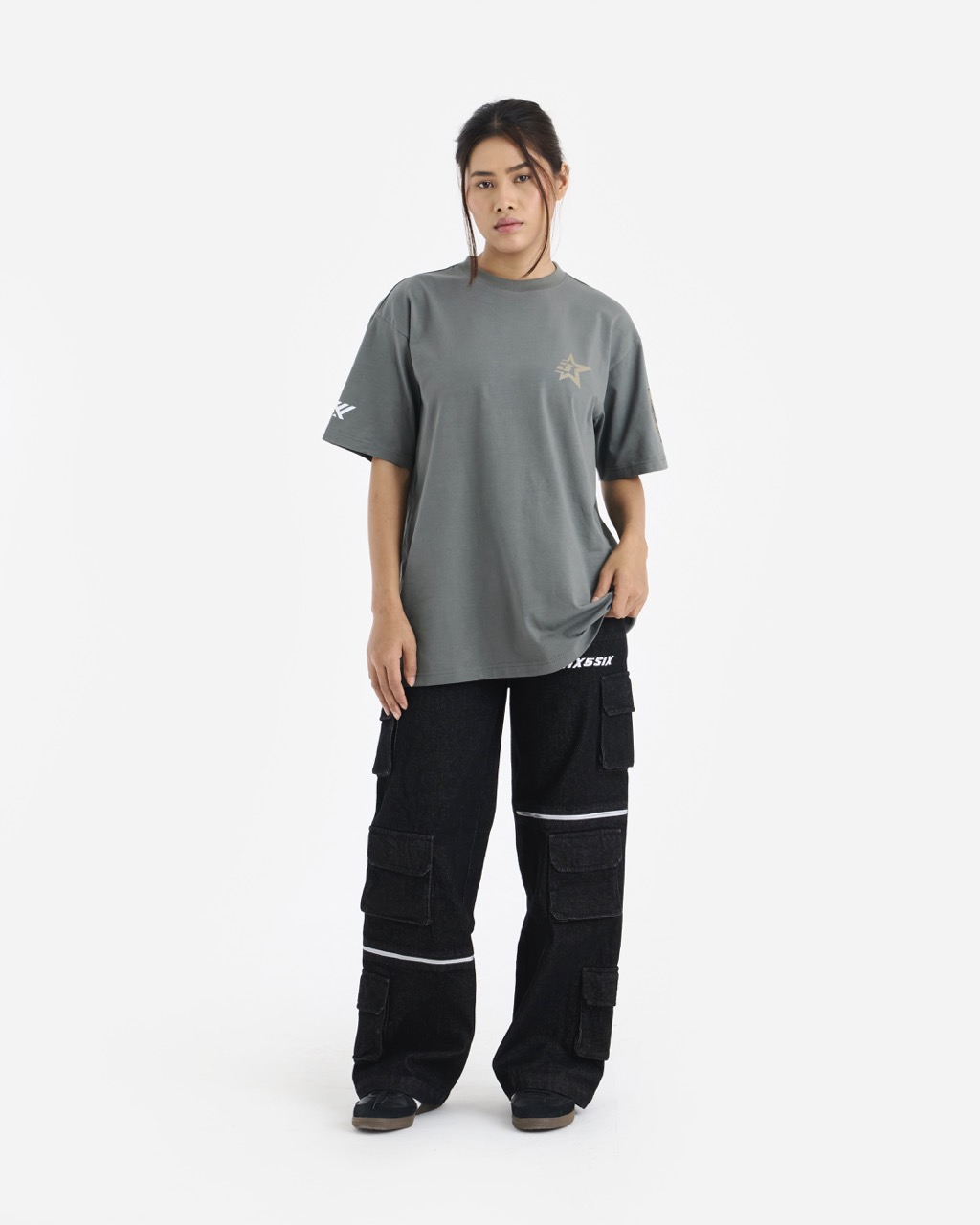 Grey Casual Half Sleeves Round Neck Cotton T-Shirt
