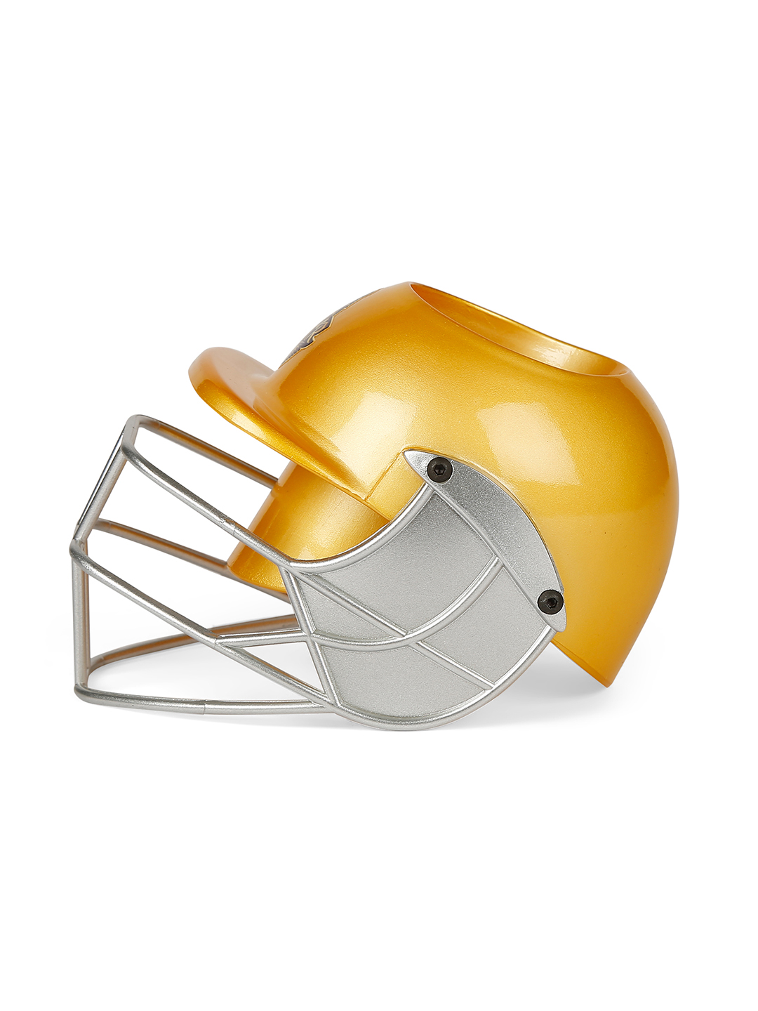 Kolkata Knight Riders Helmet Shaped Gold Logo Printed Pen and Pencil Stand, Pen Holder For Office and Home (9)