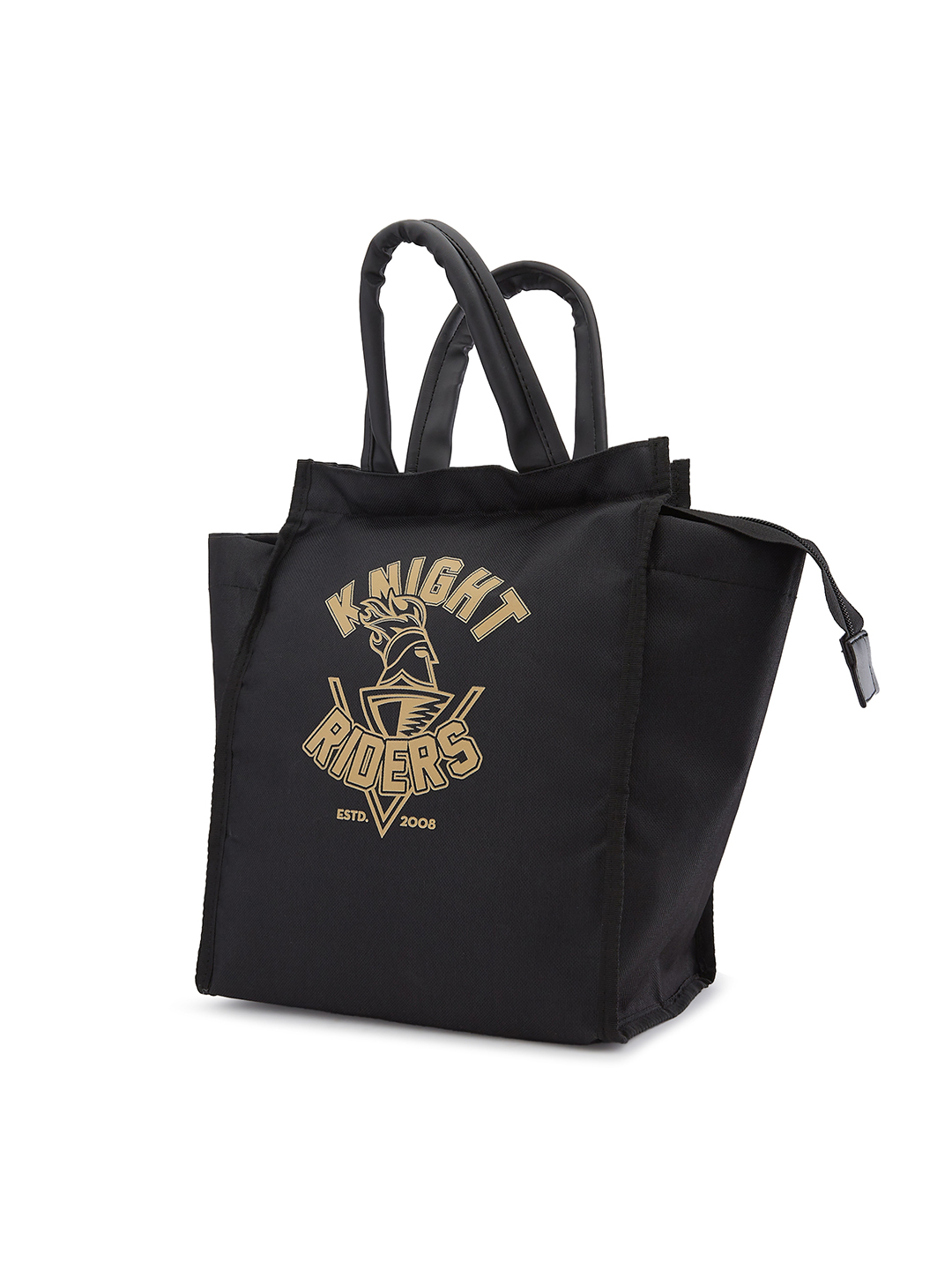 Kolkata Knight Riders Insulated Black Lunch Bag for Men and Women with Canvas Fabric Zip Closure Multipurpose Bag (2)