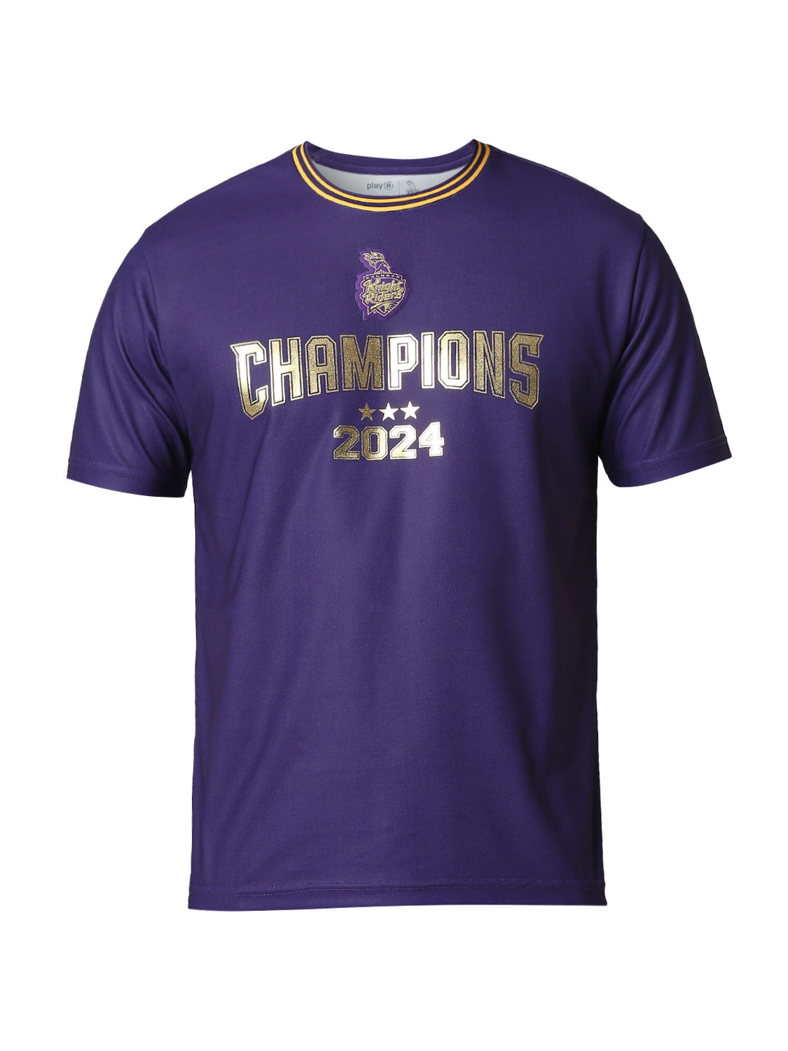 Buy KKR Champions 2024 Round Neck Purple Printed Polyester T Shirt for Kids From Fancode Shop
