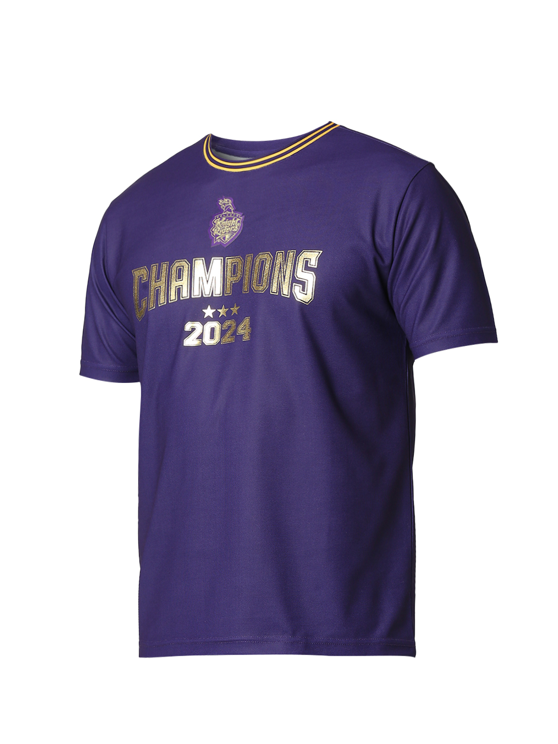 Buy KKR Champions 2024 Round Neck Purple Printed Polyester T Shirt for Kids From Fancode Shop