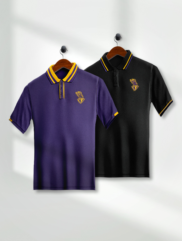 Kolkata Knight Riders KKR Official Men Black and Purple Logo Print Polo Collar T-Shirt- Pack of 2 (1)