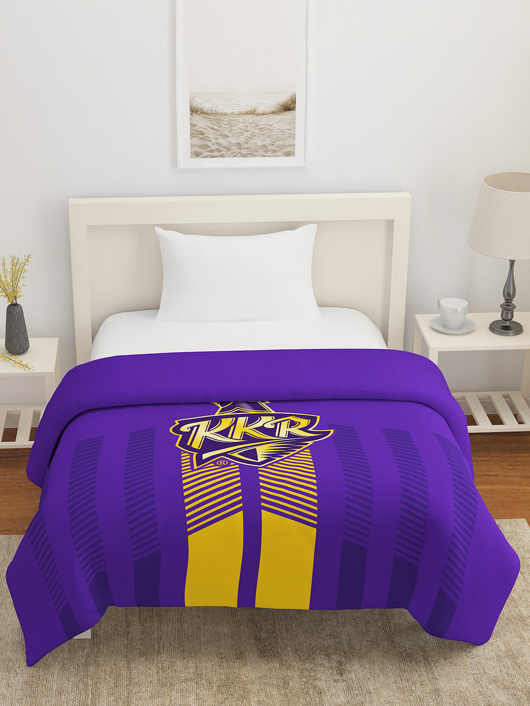 Premium Quality Microfiber, Super Soft and Lightweight, Single Bed Comforter, 120 GSM, 158x245(cm)  - Purple/Yellow