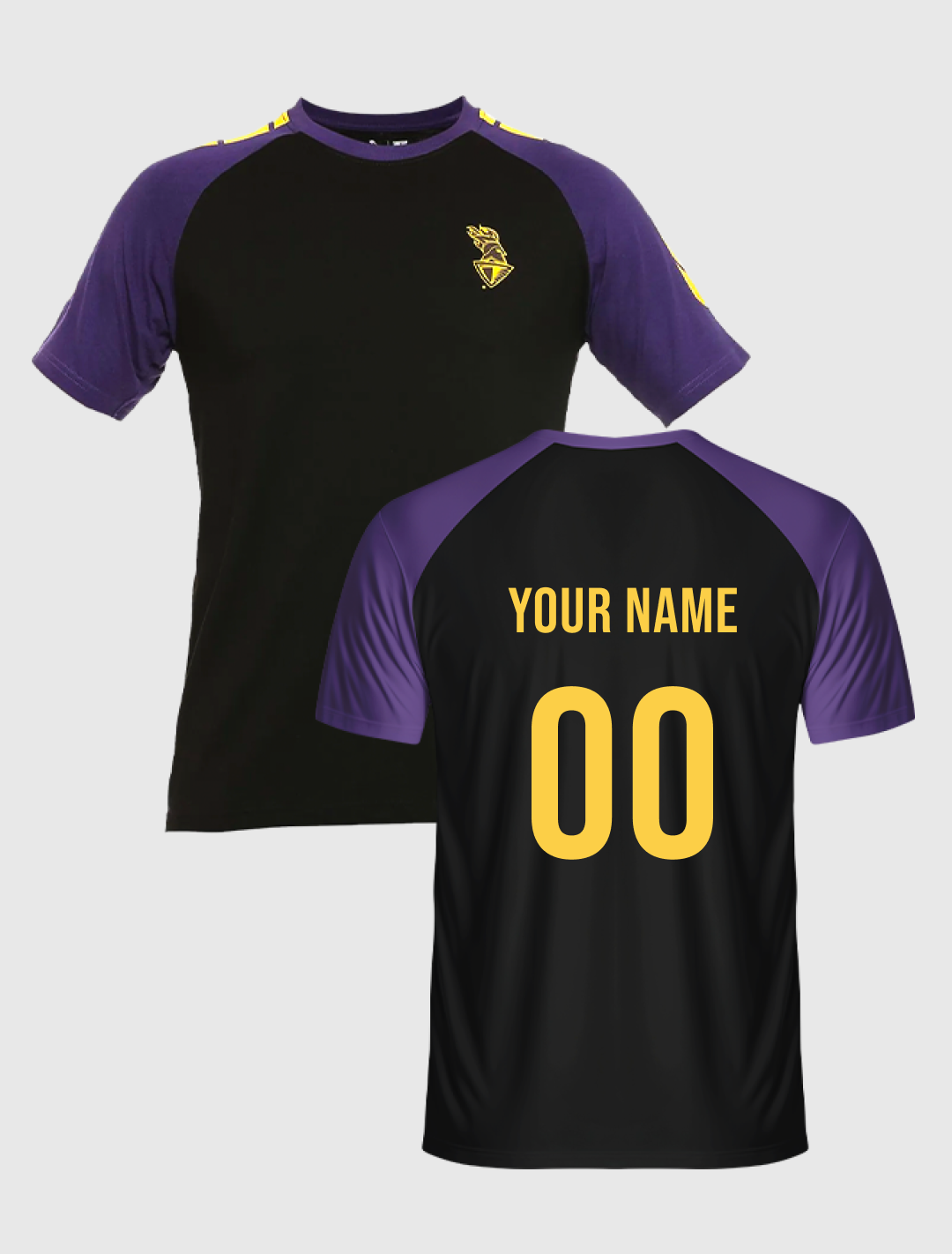 Kolkata Knight Riders Men Black and Purple Colourblocked Round Neck Cotton T-Shirt: Customised With Your Name By FanCode (2)