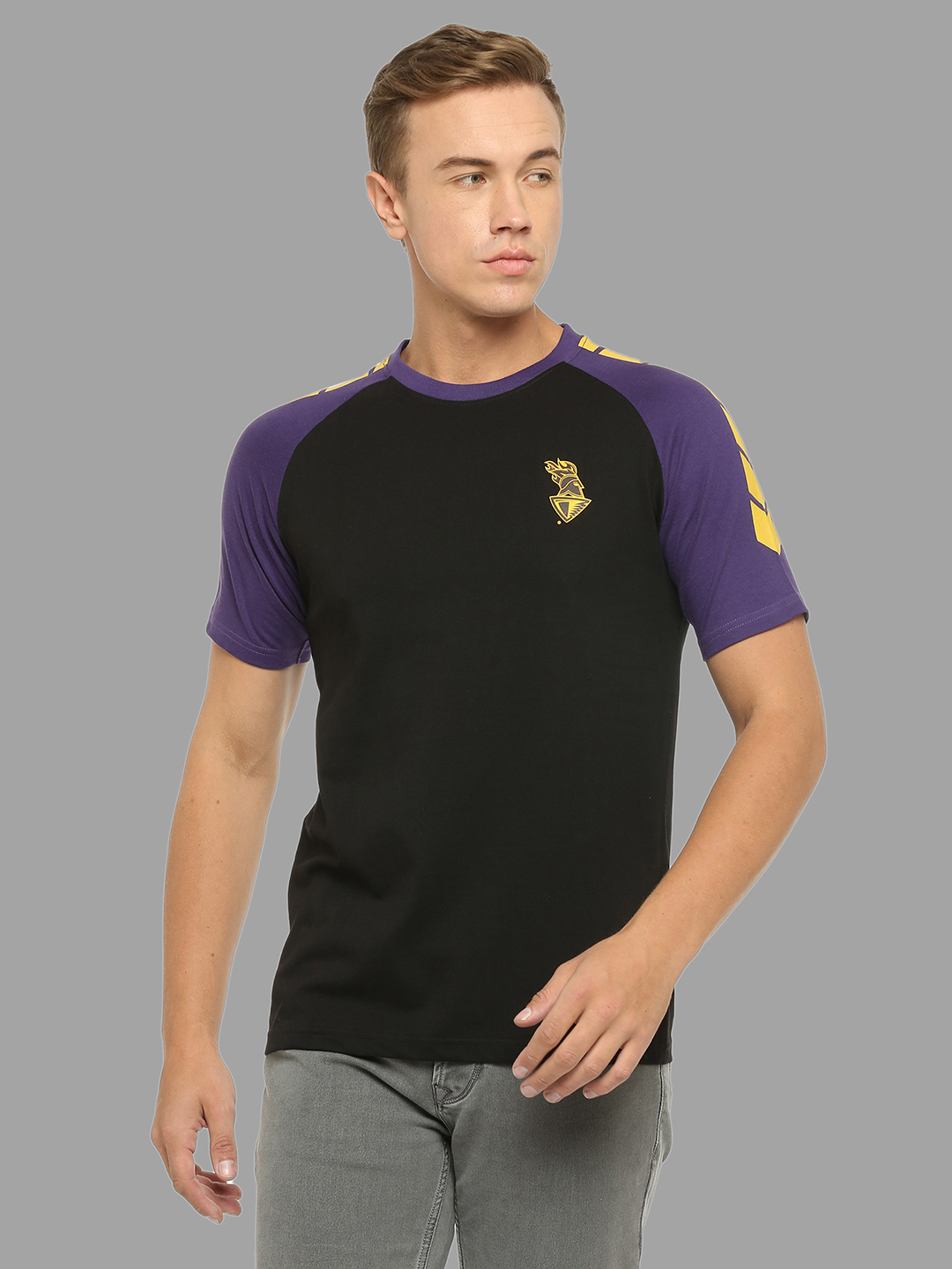 Kolkata Knight Riders Men Black and Yellow Half Sleeves Round Neck Cotton T-Shirt (1)