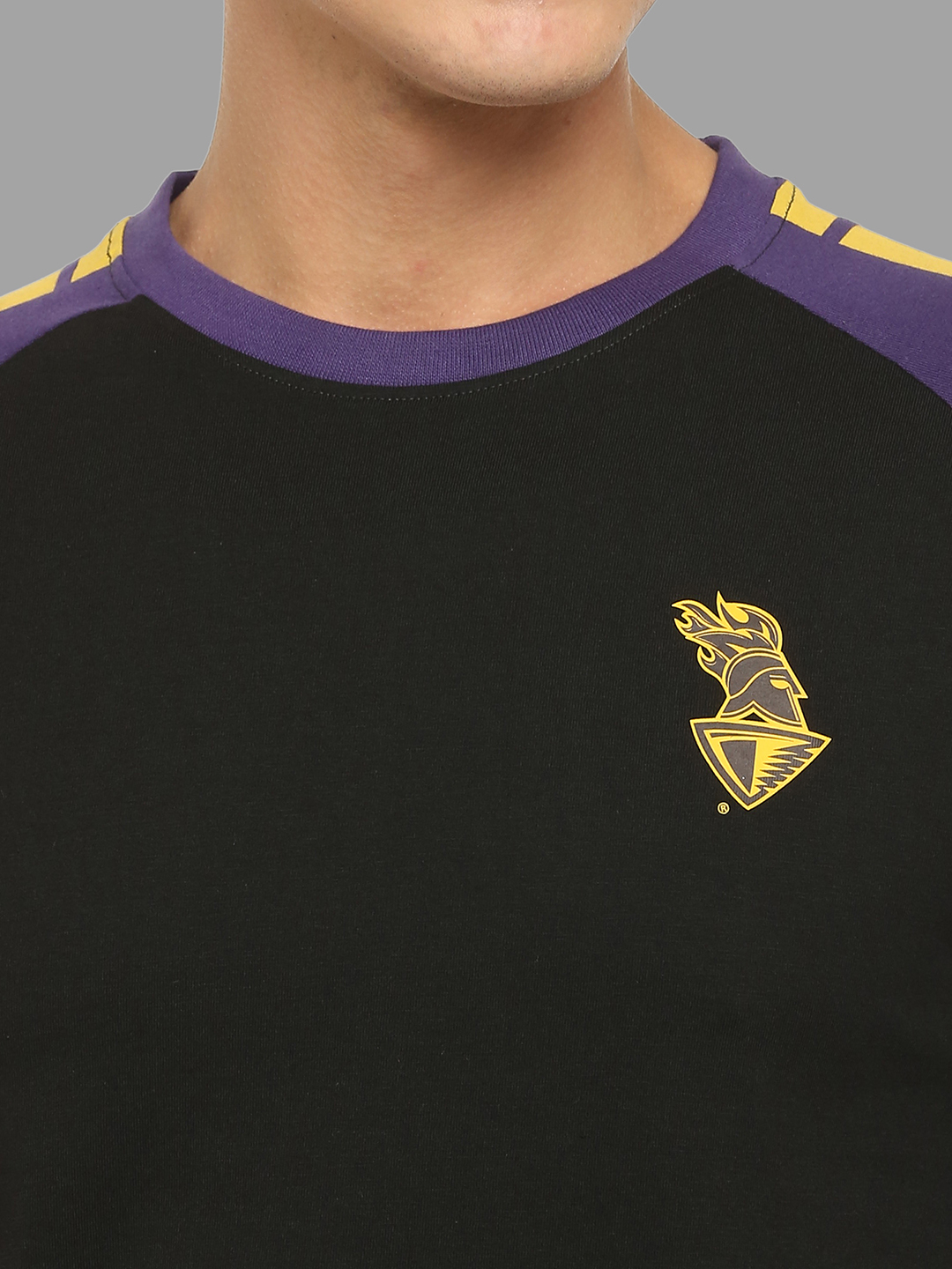 Kolkata Knight Riders Men Black and Yellow Half Sleeves Round Neck Cotton T-Shirt (5)