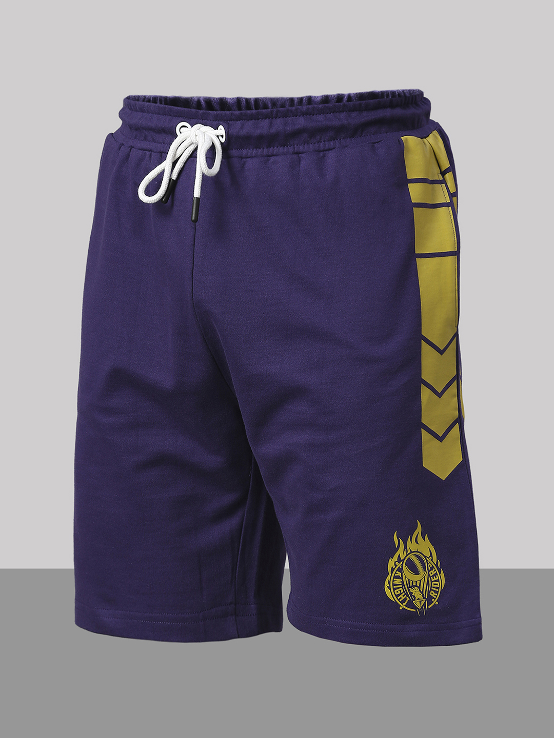 Kolkata Knight Riders Men Black and Yellow Printed Mid-Rise Sports Shorts (6)