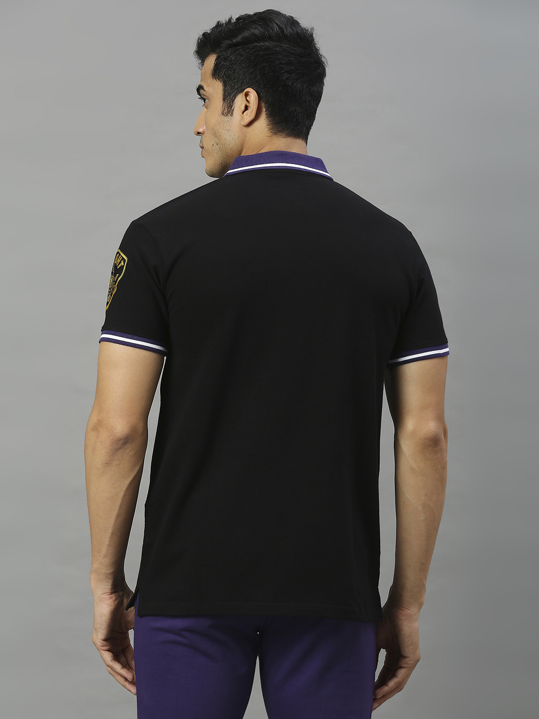 Kolkata Knight Riders Men Black and Yellow Typography Printed Half Sleeves Polo Collat Cotton T-Shirt (2)