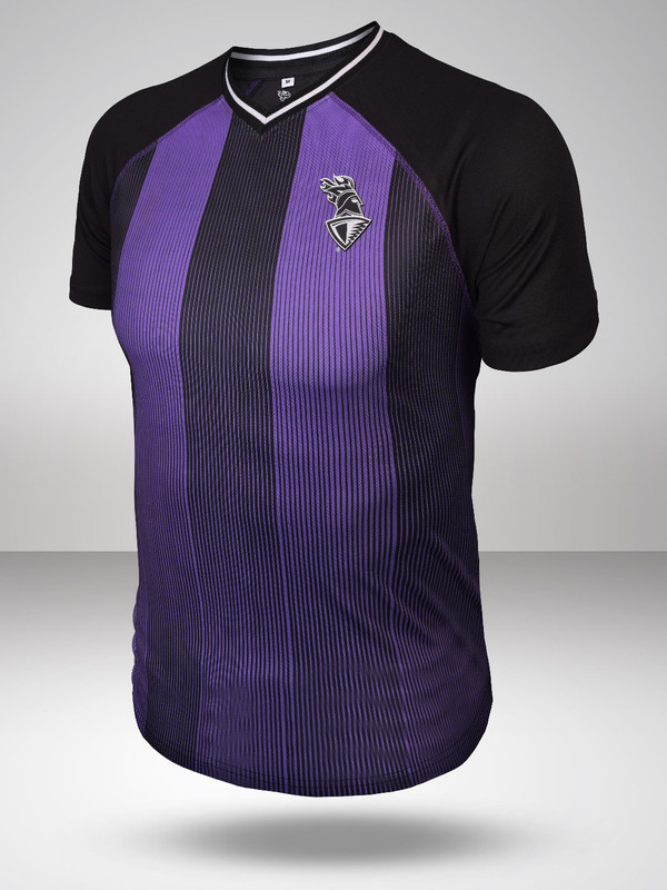 Kolkata Knight Riders Men Black Colourblocked V-Neck T-Shirts (5)