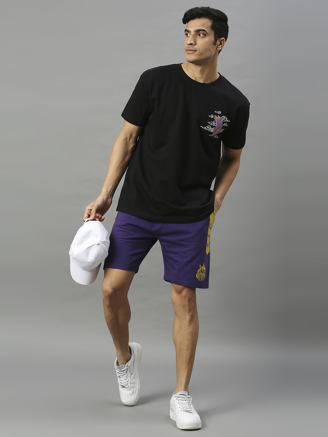 Kolkata Knight Riders Men Black Graphic Printed Half Sleeves Round Neck Oversized Cotton T-Shirt (4)