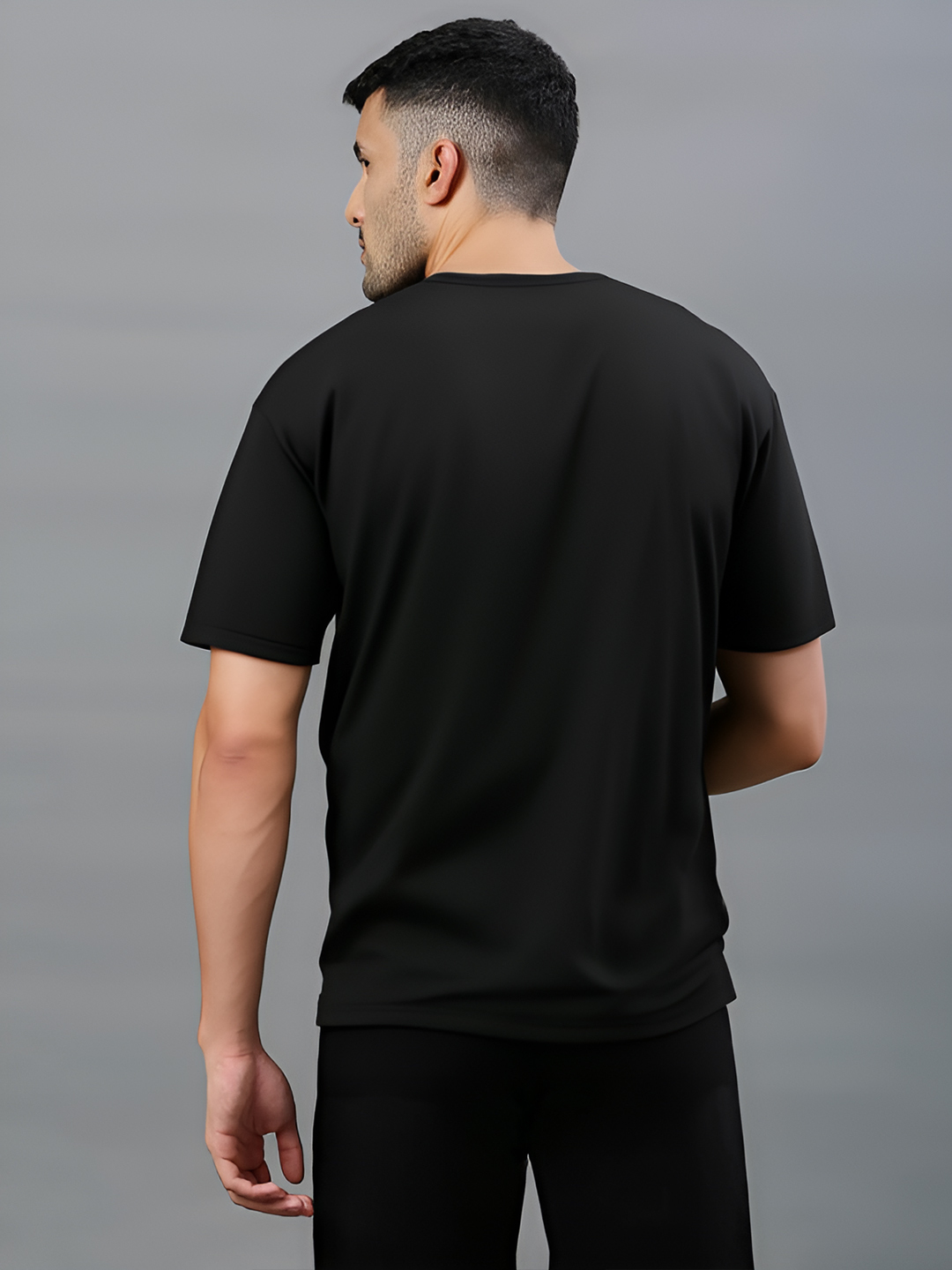 Kolkata Knight Riders Men Black Logo Printed Half Sleeves Round Neck Cotton Oversized T-Shirt (2)