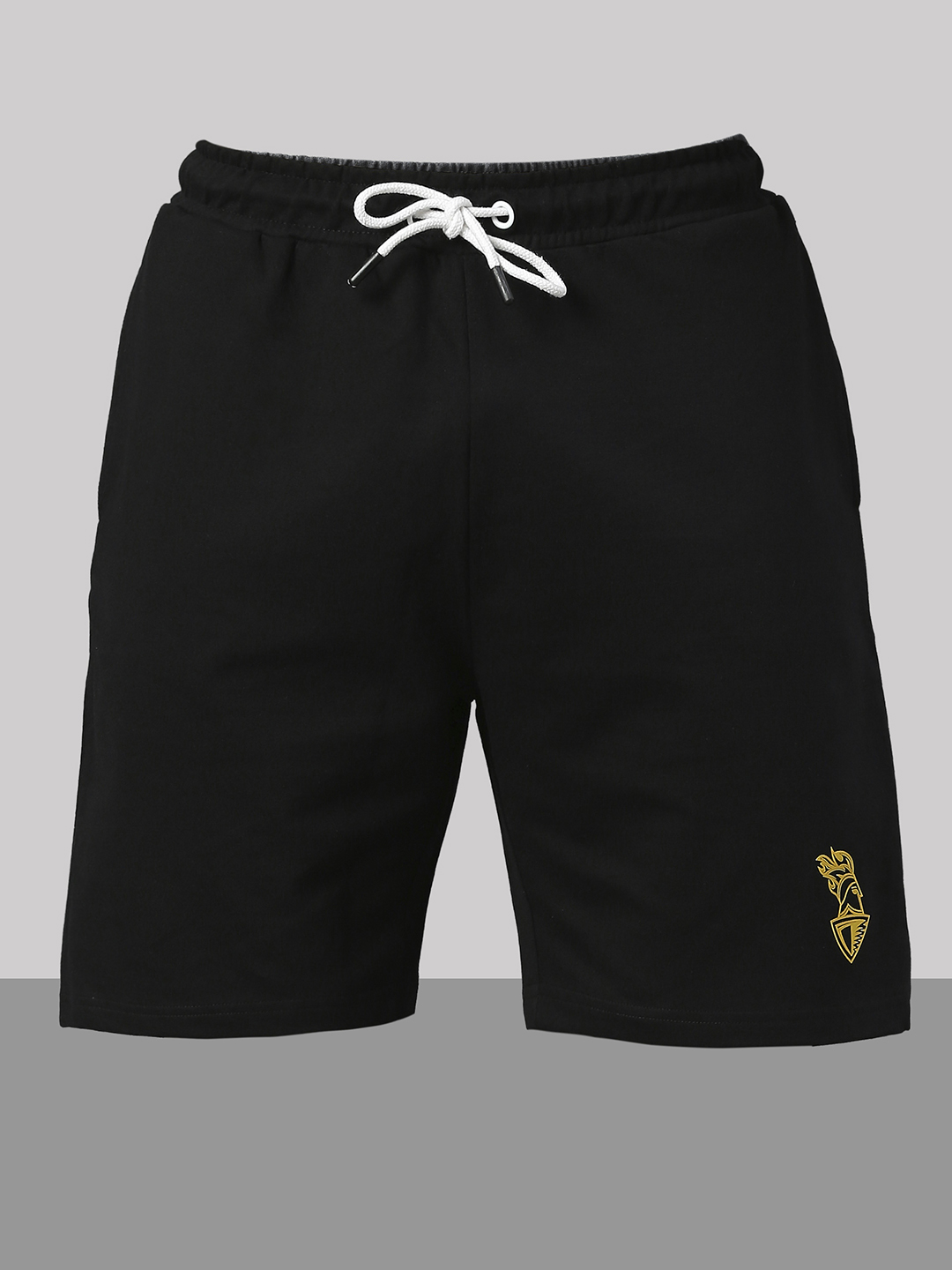 Kolkata Knight Riders Men Black Logo Printed Mid-Rise Active Sports Shorts (6)