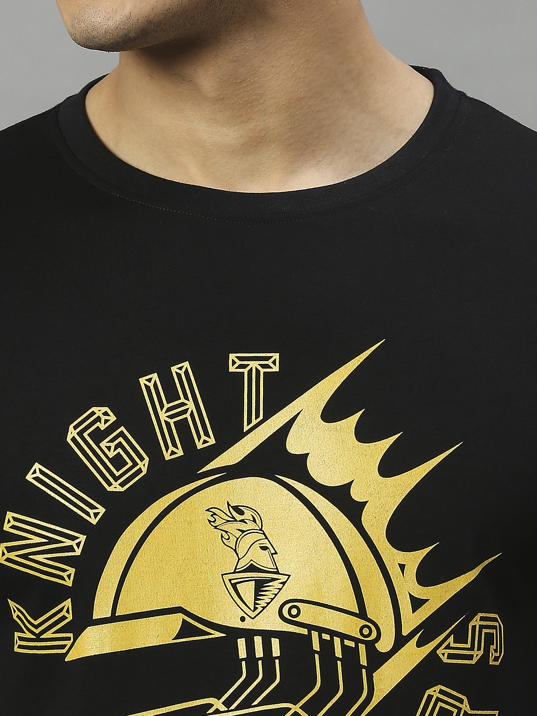 Kolkata Knight Riders Men Black Printed Half Sleeves Round Neck Cotton T-Shirt (5)