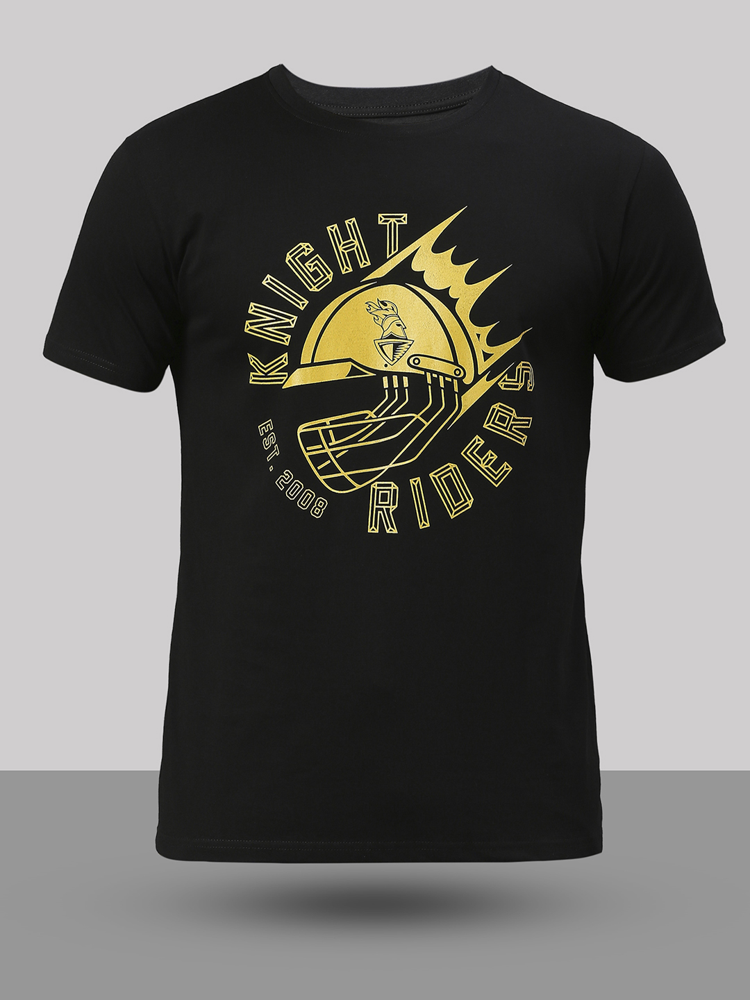 Kolkata Knight Riders Men Black Printed Half Sleeves Round Neck Cotton T-Shirt (6)