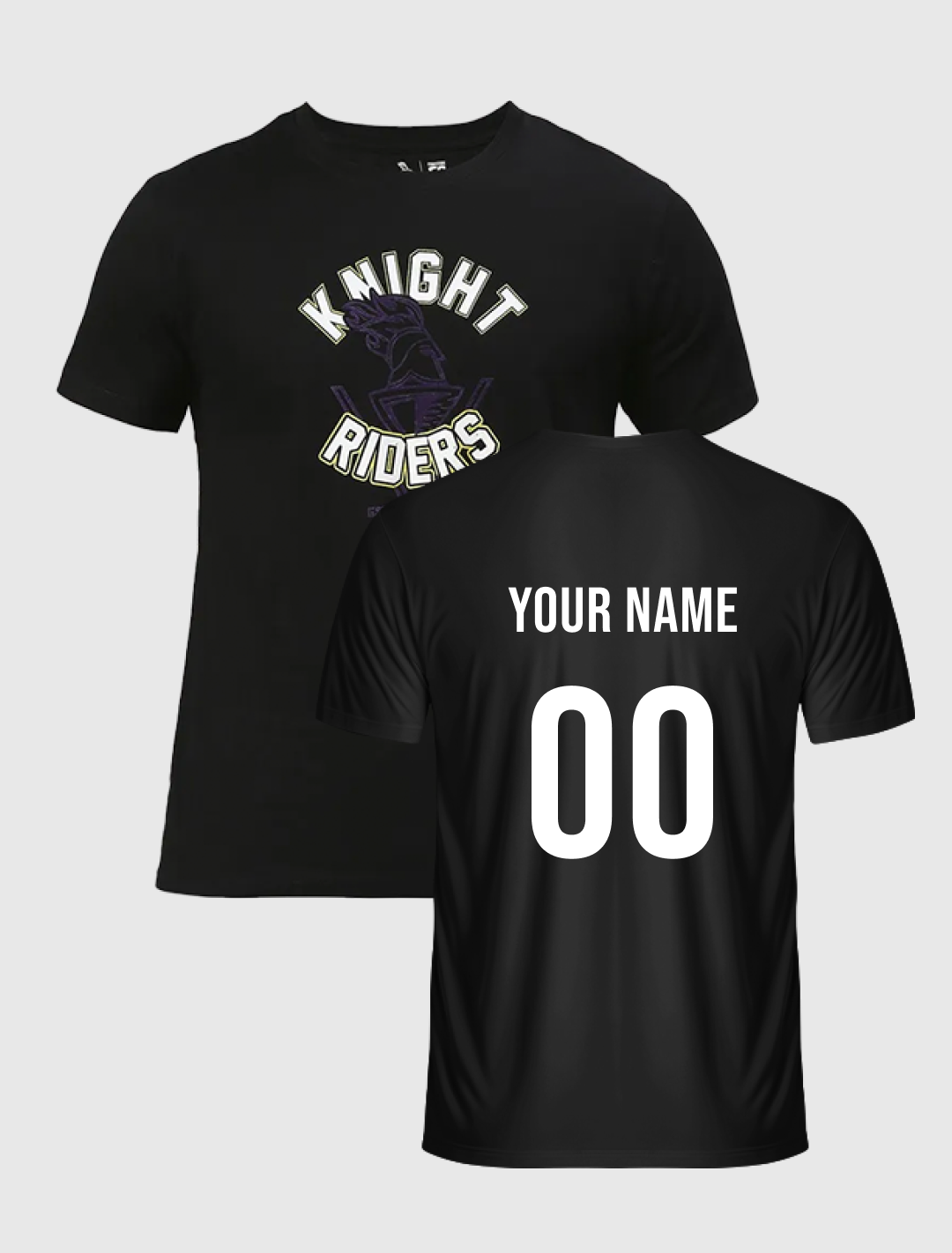 Kolkata Knight Riders Men Black Printed Half Sleeves Round Neck Cotton T-Shirt: Customised With Your Name By FanCode (2)